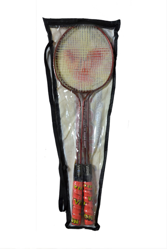 vipson Double Shaft Rod Full Size Badminton Racquet set of 2 For Kids 10 To 12 Year Multicolor Strung Badminton Racquet(Pack of: 2, 350 g)