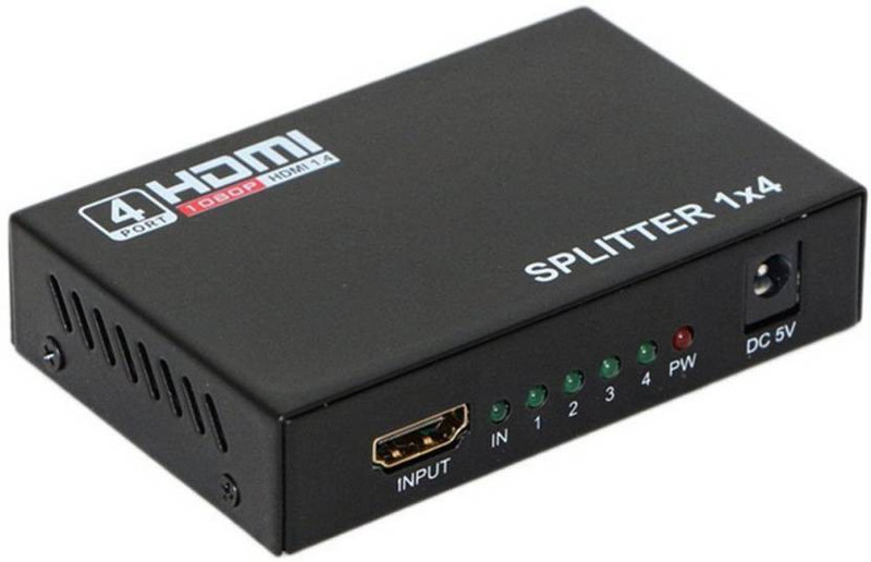 aplink HDMI SPLITTER 1 In 4 Out 1x4 Full HD 1080P HDMI 1.4 Splitter with Switcher Converter Support 3D Digital Audio Format Media Streaming Device(Black)