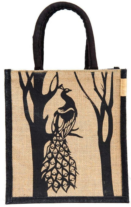 H&B Waterproof multipurpose unisex jute bag Multipurpose Waterproof Unisex Jute Lunch Bag - peacock 10 L Drum(Black, Pack of 1)