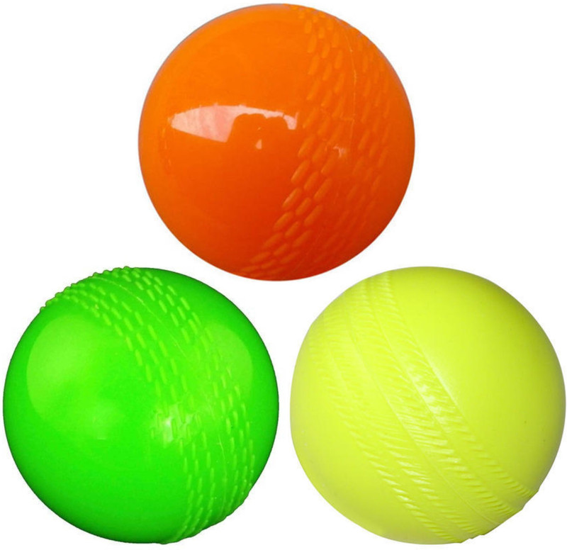 saeko Wind Ball Soft and Colourful (Pack of 3 Balls), Standard Size Cricket Training Ball(Pack of 3, Green, Orange, Yellow)