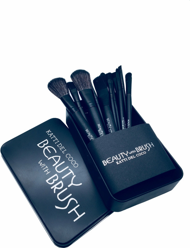 katti del coco 12 PC Custom Made Manly Professional Cosmetic Best Natural Makeup Brushes(black)(Pack of 12)