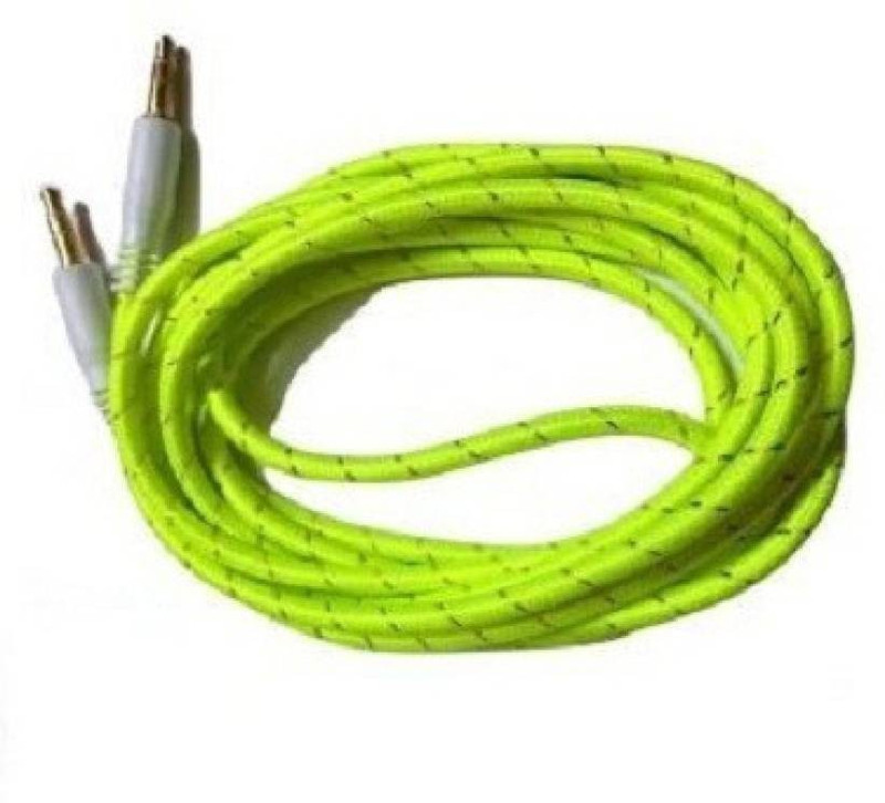 sourceindiastore Aux Cable Green Color High Quality Item 1.2 m AUX Cable(Compatible with Mobile, Laptop, Tablet, Mp3, Gaming Device, Green)