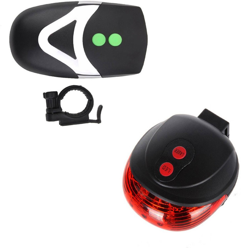 pedal machine Front 3d light with HORN + LASER Light LED Front Rear Light Combo(Black)