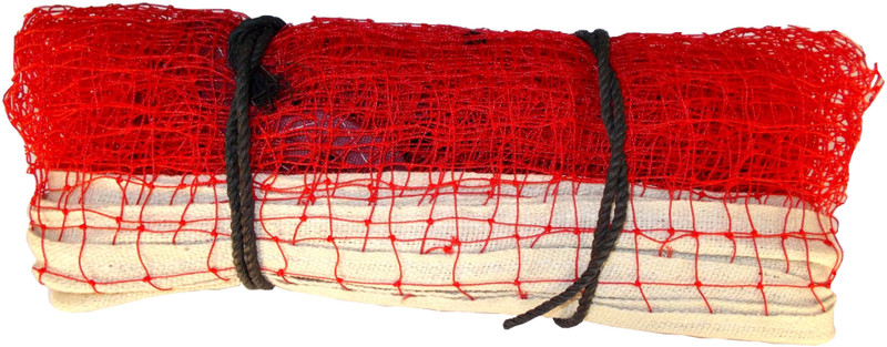 EmmEmm Finest Nylon Badminton Net With Upper Side White Tape Official Specifications Badminton Net(Red, Brown)