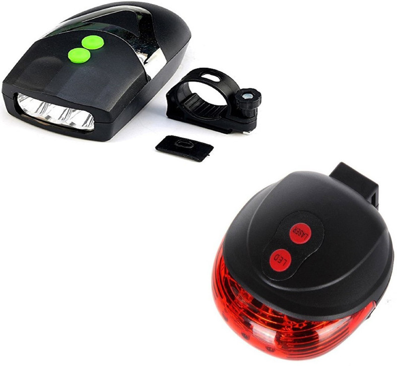 pedal machine mouse 3d light with horn +_laser light combo LED Front Rear Light Combo(Black)