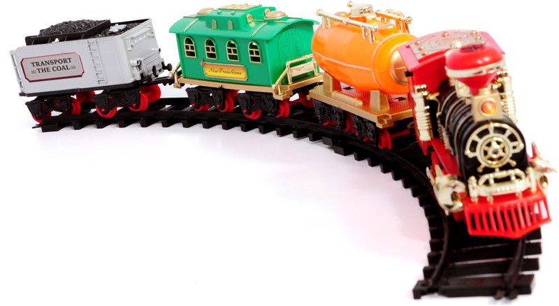 craftoy CHOOCHOO SUPER Vintage Train with big track, sound & real smoke Battery operated with flashlight(Multicolor)