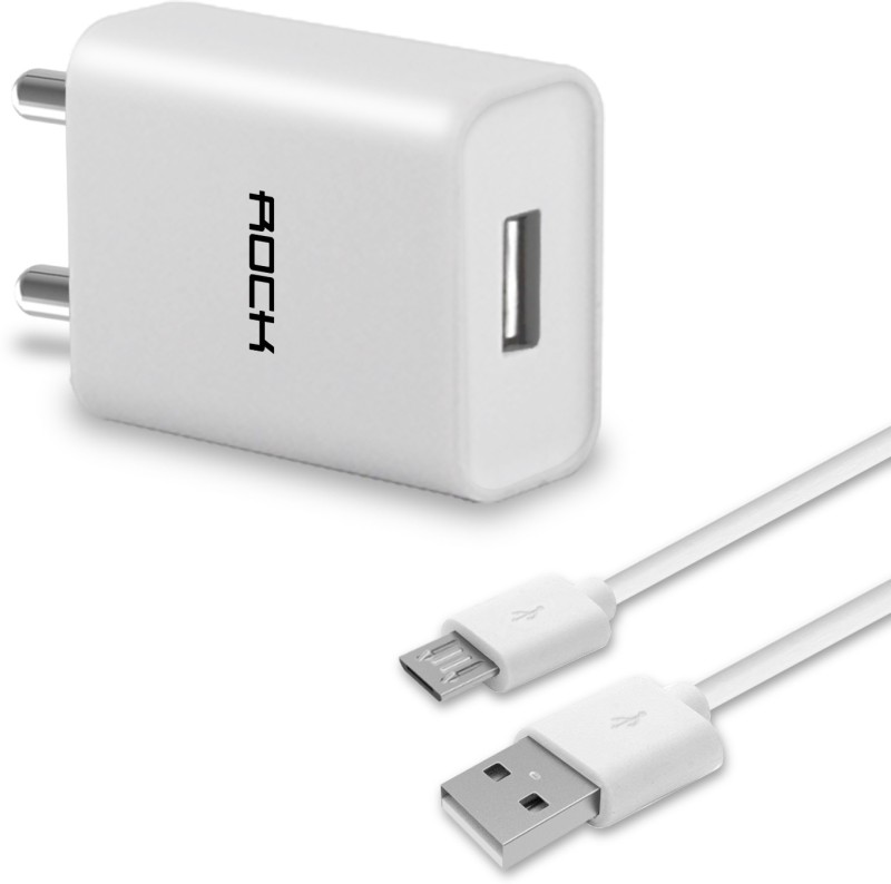 Rock ITG121 2.1 Amp Single Port Travel Mobile Charger  (White, Cable Included)