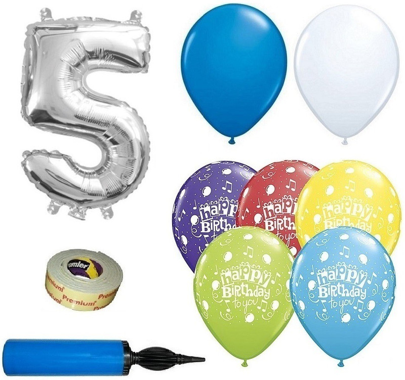 easypartystore 5th Birthday Decoration kit for Baby Boys with Balloon Pump (Birthday Combo 48 items)