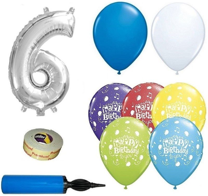 easypartystore 6th Birthday Decoration kit for Baby Boys with Balloon Pump (Birthday Combo 48 items)