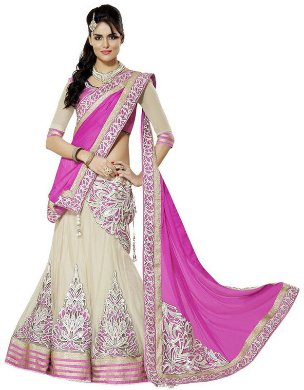 F3 Fashion Self Design Semi Stitched Lehenga, Choli and Dupatta Set(Pink)