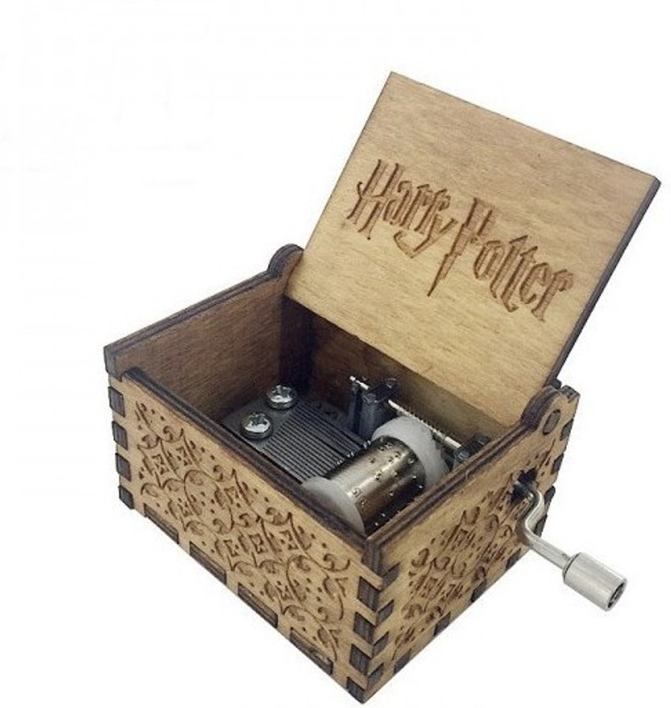 Embernation Harry potter music box with main theme song hand cranked Hand Engraved Wooden Music Box for personal collection and gifting! High quality(Brown)