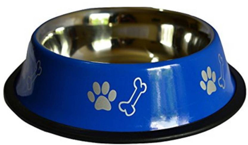 UDAK GOOD QUALITY Stainless Steel Bowls Anti-Skid Rubber Base Food Water Perfect Dish Dog Puppy Cat Kitten ROUND Steel Pet Bowl(900 ml Black)