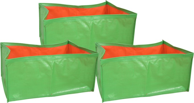 Coirgarden Terrace Gardening HDPE Grow Bags for Vegetable s (18"x12"x9" inches) - [46cms(L) X30cms(W) X22cms(H)] - Pack of 3  Container(Polyresin, External Height - 22 cm)