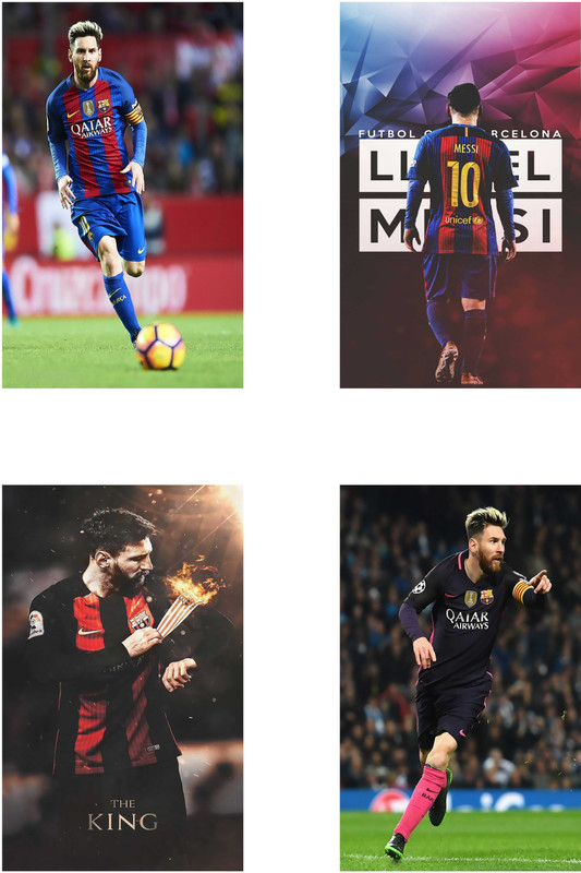 Leo Messi Poster Set of Four Posters | Leo Messi poster for room | Leo Messi Motivational poster | Leo Messi Inspirational poster | Leo Messi Quotes poster Paper Print(18 inch X 12 inch, Rolled)