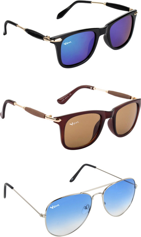 vulture Aviator, Wayfarer Sunglasses(Brown, Blue, Blue)