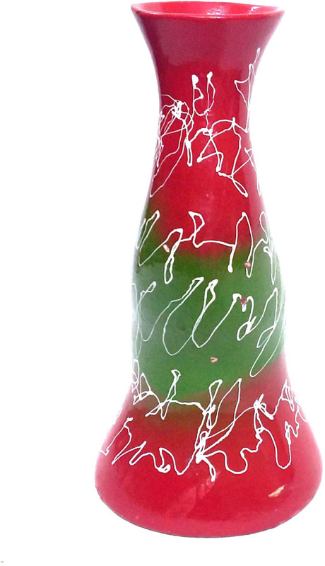 mushti Ceramic Glazed Moulded Flower Vase Multicolor Ceramic Vase(9 inch, Multicolor)