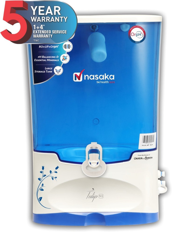 Nasaka Tulip N1 8 L RO + UF Water Purifier(White)