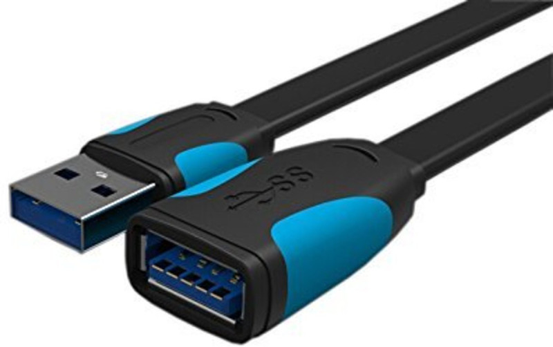 secro Newest USB 3.0 Cable - A - Male to A - Female Extension Data Transfer Sync Upto 5GBPS High Speed Cable(1.5 Meter) 1.5 m Micro USB Cable(Compatible with All Smartphones, Tablets and MP3 player, Black, Sync and Charge Cable)