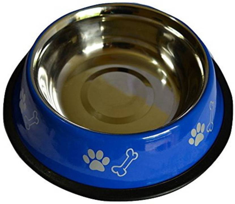 UDAK GOOD QUALITY Stainless Steel Bowls Anti-Skid Rubber Base Food Water Perfect Dish Dog Puppy Cat Kitten ROUND Steel Pet Bowl(900 ml Black)
