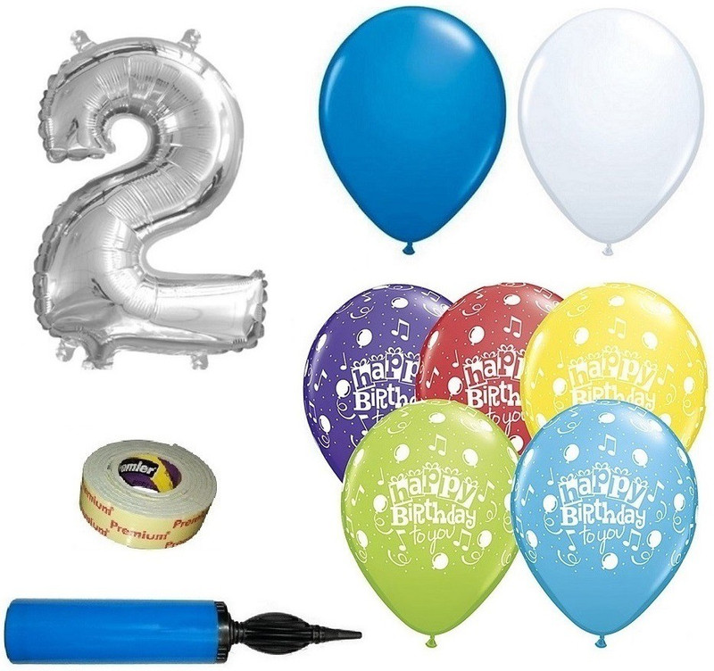 easypartystore 2nd Birthday Decoration kit for Baby Boys with Balloon Pump (Birthday Combo 48 items)