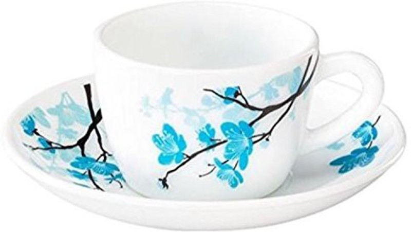 larah MIMOSA Glass(White, Blue, Pack of 12)