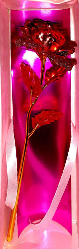 panipat creations 132-redrose Red, Gold Rose Artificial Flower(9 inch, Pack of 1)