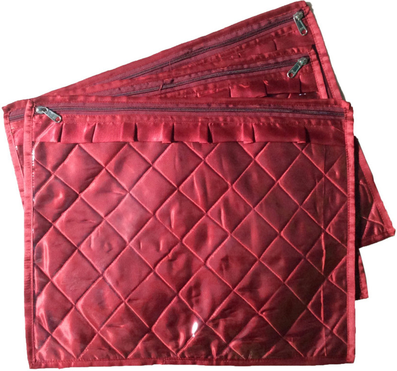 ixia impex Quilted Satin Single Saree Cover Salwar Suit Cover (Pack of 3, Maroon)(Maroon)