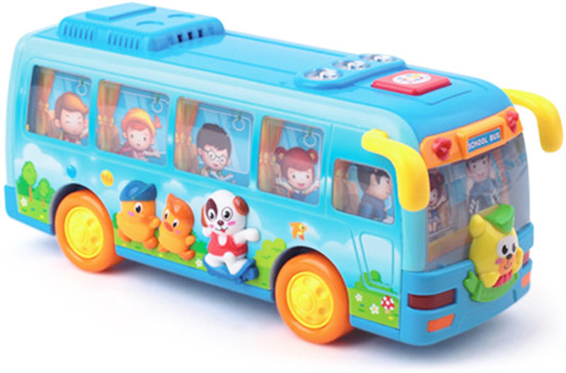 Playwell Shaking School Bus with light and music(Multicolor)