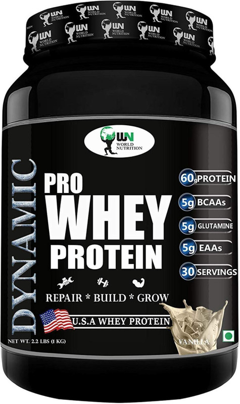 World Nutrition Dynamic Pro Whey Protein - 1 kg (Vanilla) Weight Gainers/Mass Gainers(1 kg, Vanilla)