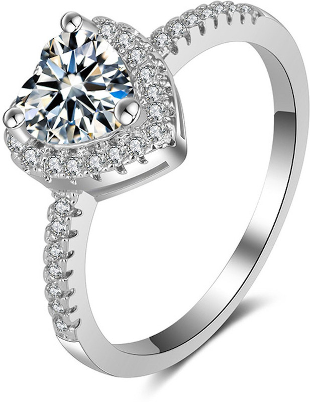 osw jewel Heart shape love titanium ring girls women wedding engagment Metal Crystal Ring
