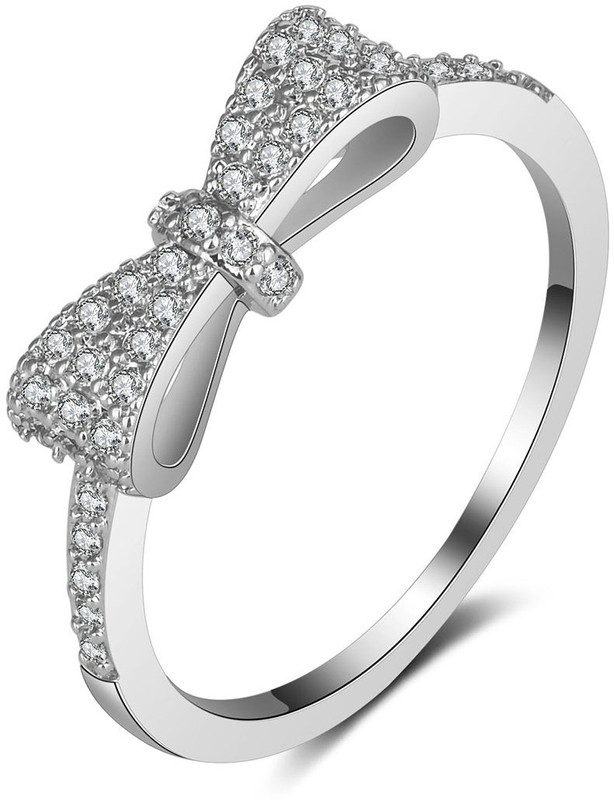 osw jewel Bow Love knot proposal wedding engagement daily wear ring Metal Crystal Ring
