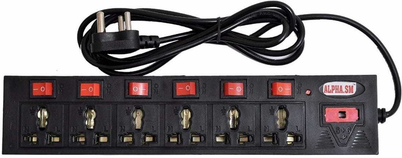 ALPHA.SM 6+6 SOCKET SURGE PROTECTOR 6 Socket Surge Protector(Black)