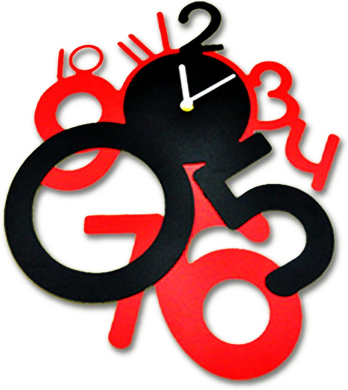 e india fashion Analog 40 cm X 38 cm Wall Clock(Red, Black, Without Glass)