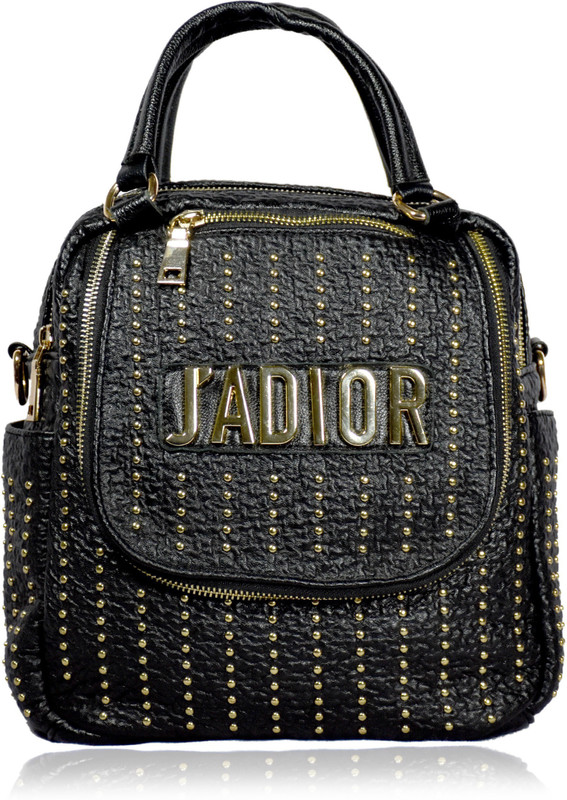 Russo Milano Womens Studded Multipurpose Bag(Black, 6 inch)