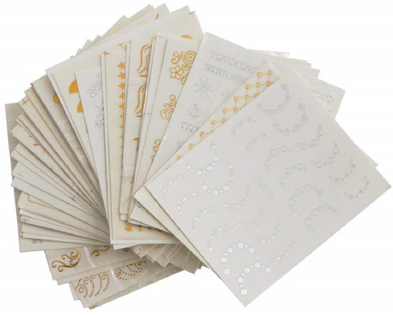 SYGA 30 Sheets Gold Silver Nail Art Water Transfer Decals Metallic Nail Stickers Nail Decorations(Multi)