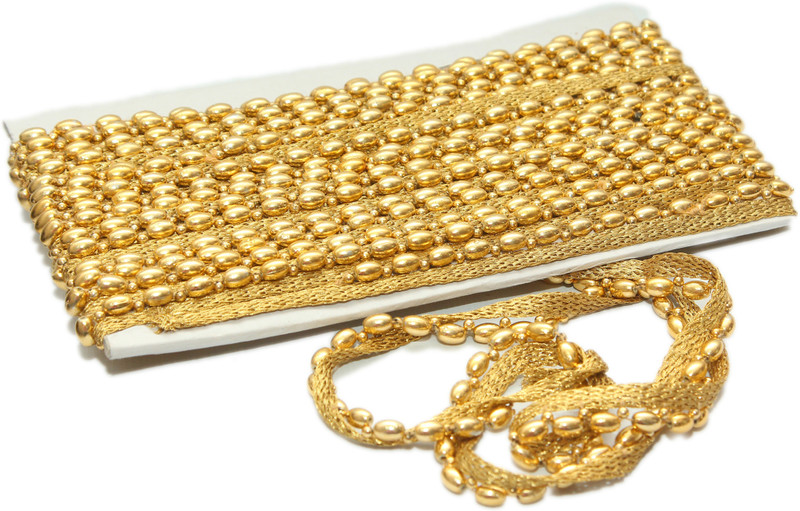 hariyanilace New Golden heavy beads lace clothing accessories used for heavy wedding dupatta Saree Falls(Gold)
