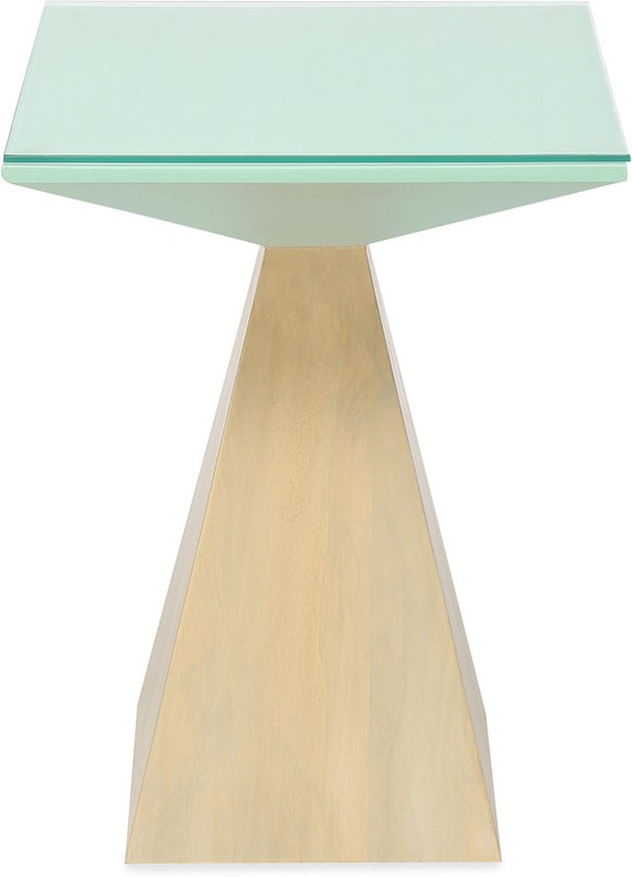@home by Nilkamal SPATIAL Glass Side Table(Finish Color - Beige & Green)