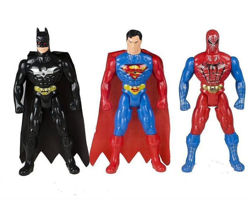 pari 4th Generation The Super Heroes Action Figure Series of Supar Man, Spider Man and Bat Man (Multicolor)(Multicolor)