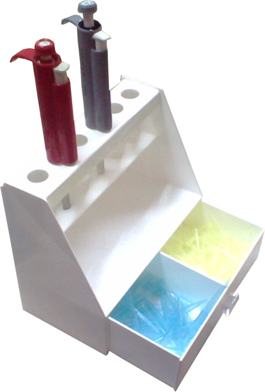 vlab 6 Compartments ACRYLIC MICROPIPETTE STAND WITH DRAWER(White)