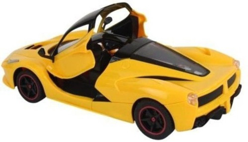 ved sakti toy Collection Rechargeable Radio Control Car of 1:18 Scale with Opening Doors (Yellow)(Yellow)