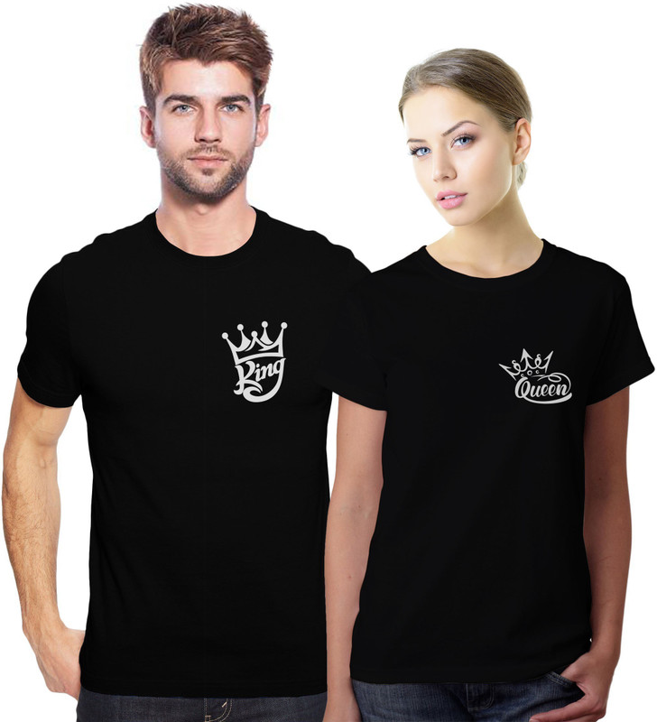 chrysolite Printed Men & Women Round Neck Black T-Shirt(Pack of 2)