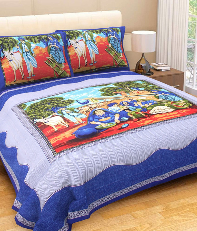 darkroom production 240 TC Cotton Double King Printed Bedsheet(Pack of 1, Multicolor)