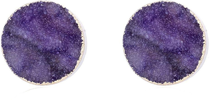 saphira Stud Titanium Coated Quartz Crystal Jewelry Earring for Girls / Women Copper Stud Earring