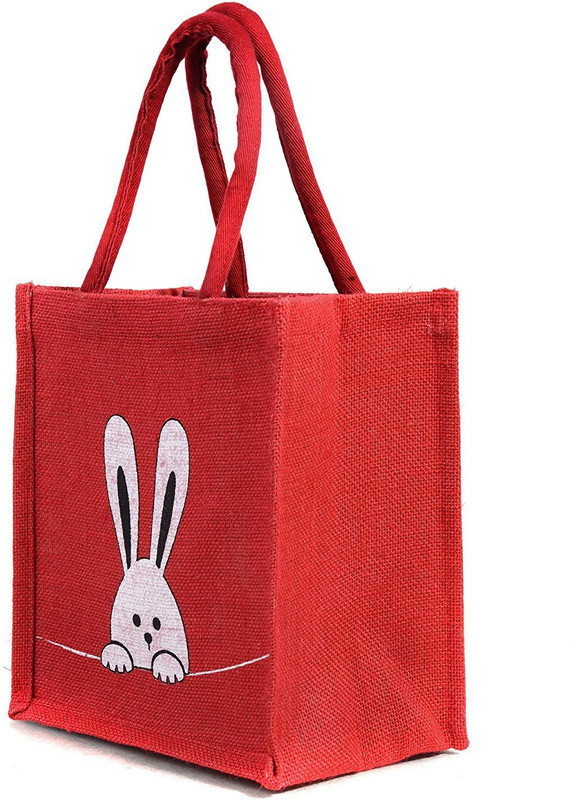 H&B Jute bag / Lunch bag / Jute tote bag Waterproof Lunch Bag(Red, 5 L)