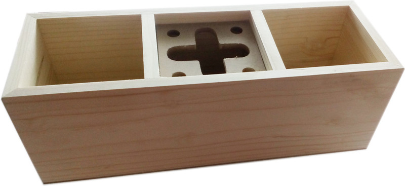 celona 3 Compartments wood stationary holder(Beige)