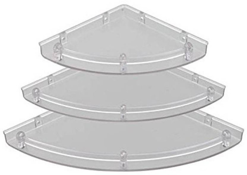 sreehari Bathroom Corner Plastic Wall Shelf(Number of Shelves - 3, Clear)