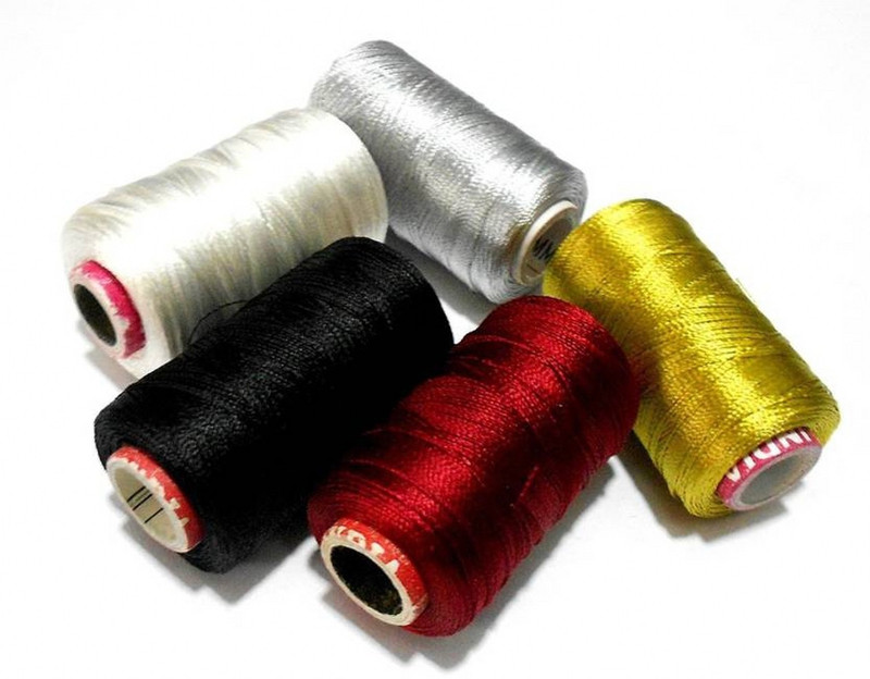 keshav silk thread pack of 5 parrot green , yellow , orange , blue , red Thread(10000 Pack of5)