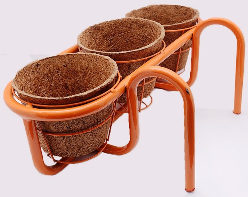 mylittlegarden hanging coir pots Plant Container(Wood, Metal, External Height - 18 cm)