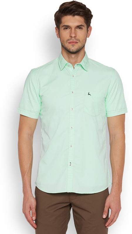 Parx Men Solid Casual Light Green Shirt