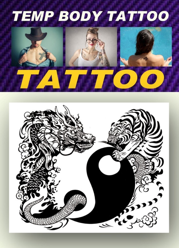 smilendeal Smilendeal_TB0030 Dragon Tiger Temp Body Big Size Tattoo(Dragon Tiger)